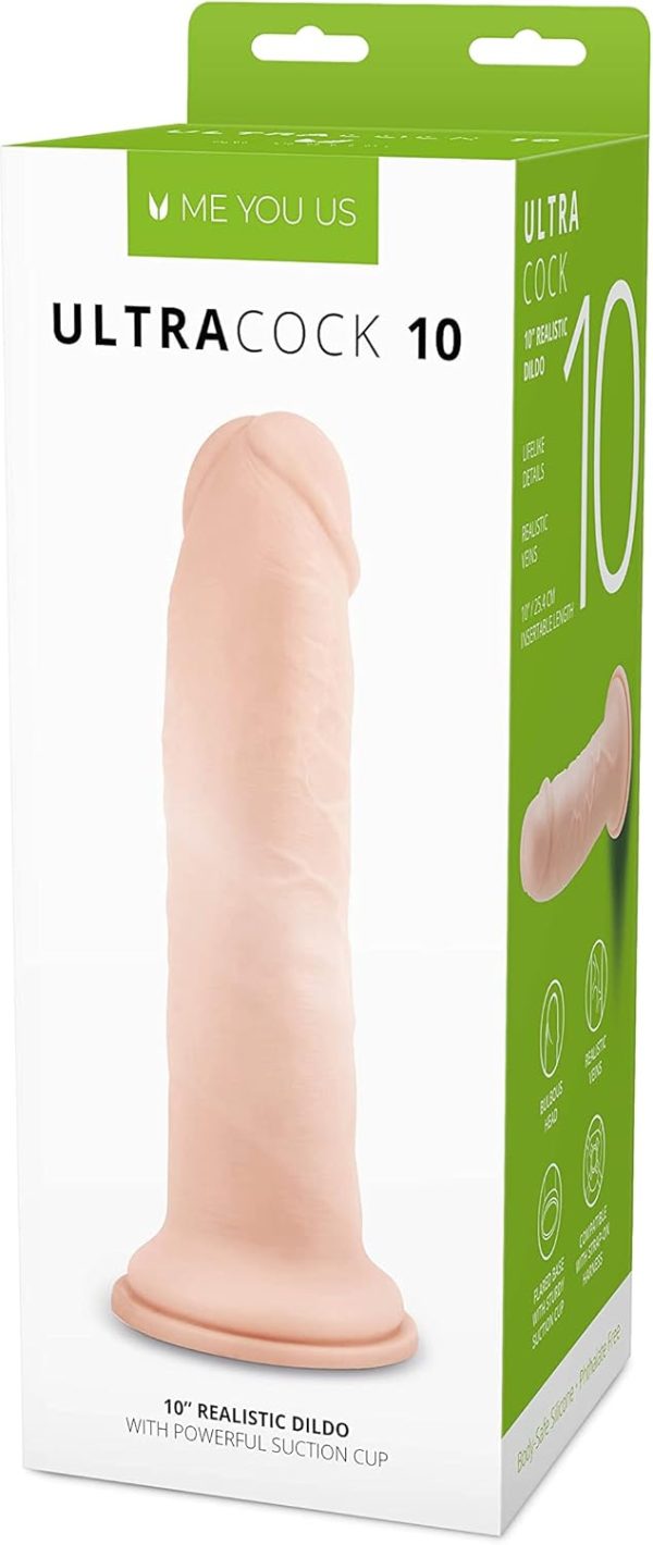 Me You Us - The 10" Ultra Cock Realistic Vanilla Dildo Dong with Suction Cup Base, Realistic Detailed Vein's, Soft Yet Firm for Solo or Partner, Lifelike Sensations & Stimulation. PVC & Harness Ready - Image 2