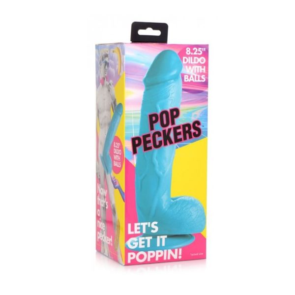 Pop Peckers Dildo With Balls Blue 8.25 Inch - Image 4