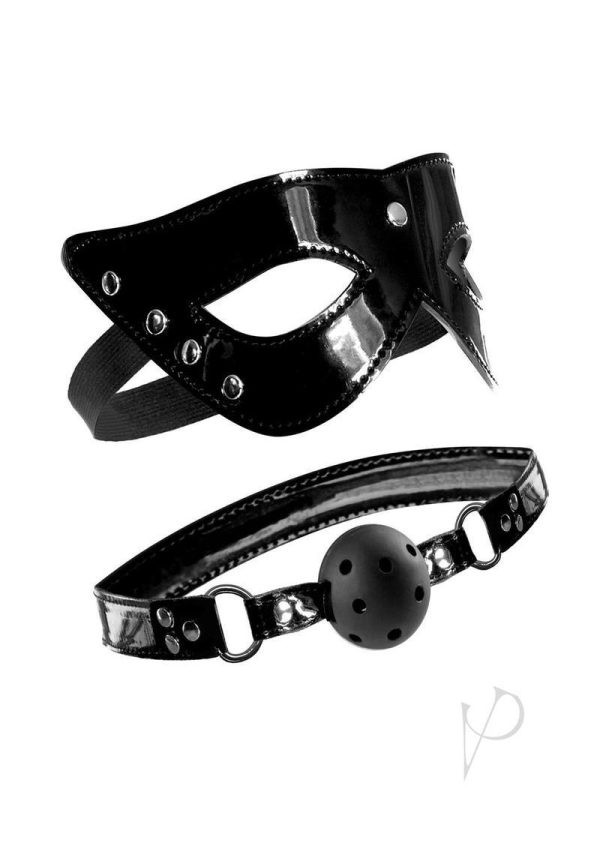 Fetish Fantasy Series Limited Edition Masquerade Mask and Ball Gag Set - Black - Image 2