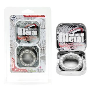 Nanma Maximum Metal 100% Silicone Beaded Cock Ring Silver