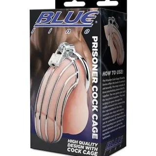 Blue Line Prisoner Metal Cock Cage - Lockable Chastity Cage