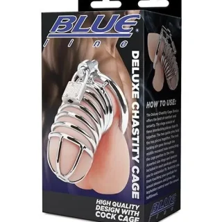 Blue Line Deluxe Chastity Cage Silver