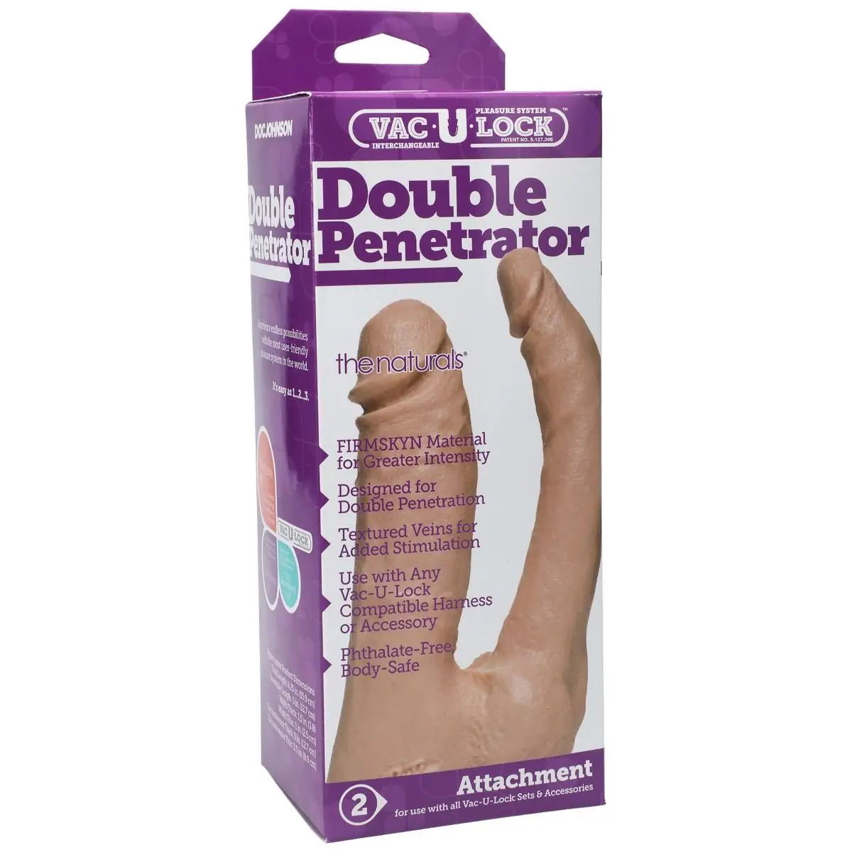 Doc Johnson Double Penetrator Naturals Vac U Lock White - Image 2